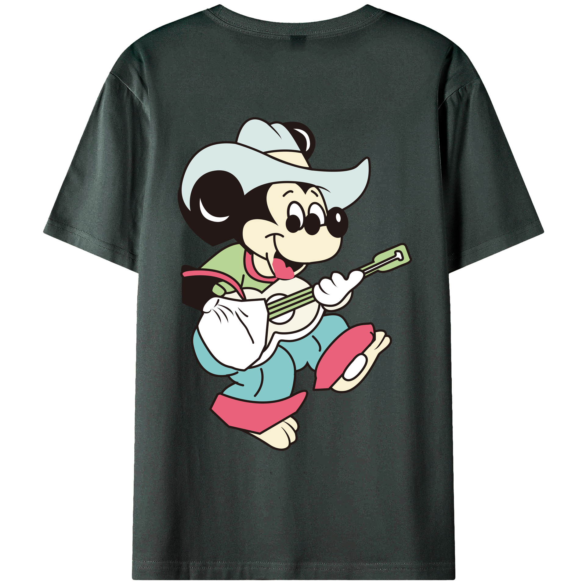 ミッキーマウス Mickey Mouse 綿100％ メンズ半袖Tシャツ（バックプリント） 通気性